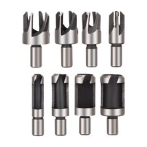 8Pcs Wood Plug Cutter Drill Bit Set Straight And Tapered Taper Cutting T... - £22.19 GBP