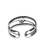 925 Sterling Silver Twisted Band &amp; Ball Toe Ring - £13.29 GBP