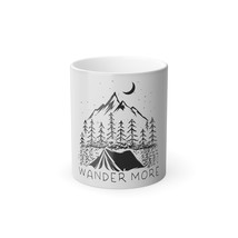 Color Changing Morphing Magic Mug, Personalized with &quot;Wander More&quot; Adventure Des - £14.82 GBP