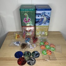 Pokemon TCG Stackable Tins Lot of 4 Tins + Dice/Magnets/Coins - £30.66 GBP