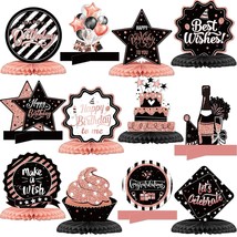 12 Pieces Happy Birthday Decorations Birthday Honeycomb Centerpieces For Table D - £14.85 GBP