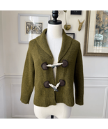 J. Crew Green Wool Horn Button Cropped Cardigan Sweater M - €46,34 EUR