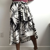 Who What Wear Poplin Skirt M Black White Floral Midi Skirt A Line Belted... - $19.29