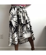 Who What Wear Poplin Skirt M Black White Floral Midi Skirt A Line Belted... - £15.24 GBP