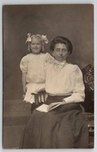 RPPC Edwardian Woman With Girl Hair Bow Thompson Family Salem Iowa Postcard U30 - £11.72 GBP