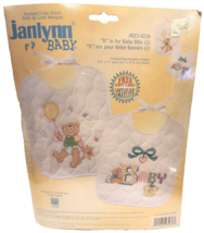 Janlynn Stamped Cross Stitch &quot;B&quot; is for Baby Bibs Set of 2 Kit #023-0236... - $14.99