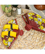 Ebros Set Of 4 Colorful Sunflowers Garden Oriental Fan Shaped Sushi Plates - £34.06 GBP