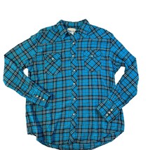Wrangler Mens Wrancher Shirt Blue Plaid LS Double Pocket Pearl Snap, Siz... - £13.36 GBP