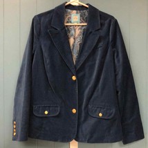 Vtg Y2K Old Navy Women’s Blazer Jacket Peacock Blue teal Velveteen Fitted XL - £36.88 GBP