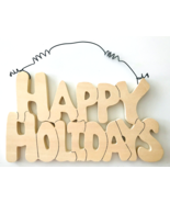 Wood &amp; Wire Door Hanger Ready to Paint Happy Holidays Christmas Holiday ... - £9.90 GBP