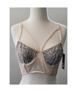 FRENCH AFFAIR Strappy Lace Cross Your Heart Front Bra Sz Medium Nude - $24.99