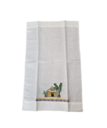Embroidered &amp; Appliqué Linen House w Palm Trees Kitchen Towel Colorful - $203.50 MXN