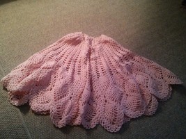 005 Antique 100+ Year Old Pink Shawl Wrap Handmade Pink Crochet 1800&#39;s - £138.68 GBP