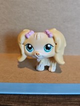 Authentic Littlest Pet Shop LPS #175 Yellow Cream Maltese Purple Bows Puppy Dog - £4.00 GBP