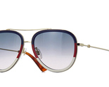 Gucci Aviator GG0062S 013 Sunglasses Blue/Red Gold With Gray Lens - $179.00