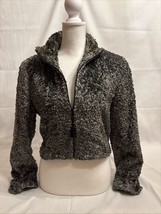 VTG Earl Rutenberg Jacket Womens Small Black/White Faux Fur Zip Blazer Lined - $29.65