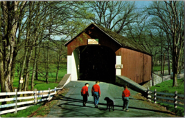 Vtg Postcard Knecht&#39;s Covered Bridge, Bucks County Bridge 192 Pennsylvan... - £4.58 GBP