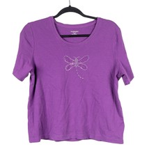 Allison Daley Petites TShirt PM M Womens Dragonfly Purple Short Sleeve C... - $15.70