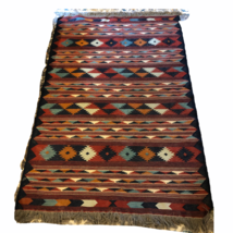 Vintage Turkish Kilim Rug Hand Woven Flat Weave 4x6 Tribal Geometric Star Water - £157.11 GBP