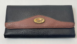 BOC leather ? zip snap compartments 7”x4” wallet black &amp; brown - £9.72 GBP