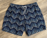 Trunks Surf &amp; Swim Co Tie Front Fish Print Blue Swim Trunk Shorts Men M - $8.79