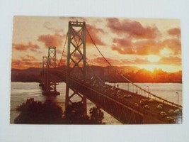 San Francisco-Oakland Bay Bridge At Night California Postcard - $4.41