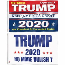 2 Pack 3x5 Donald Trump Keep America Great 2020 + No More BS Flag Flags - £12.98 GBP