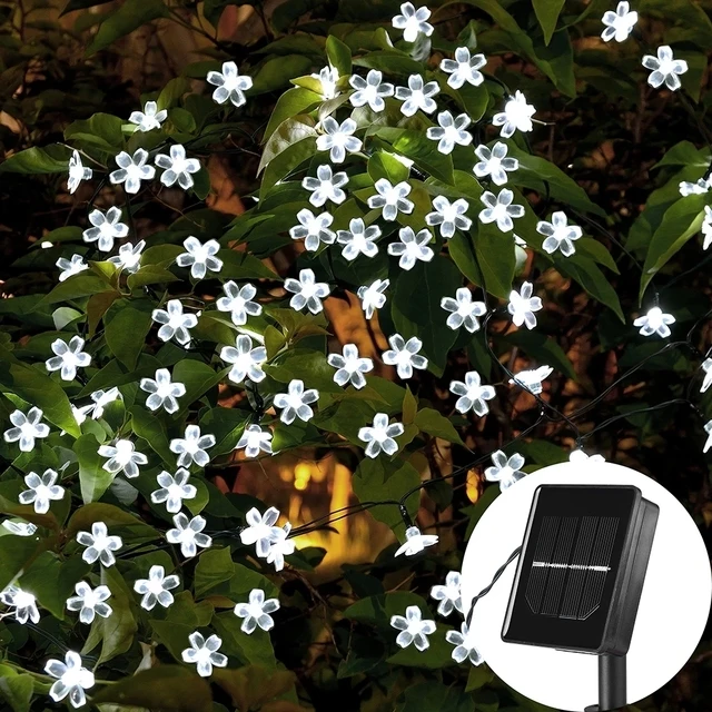 Outdoor solar gar fairy lights flower color string cherry blossom 12/7M LED ligh - £141.39 GBP