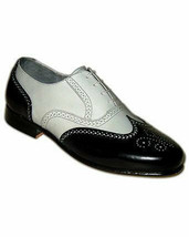 Oxford Two Tone Black White Contrast Wing Tip Brogue Toe Spectator Leather Shoes - £114.68 GBP