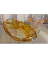 Lot Containing Two Pieces Of Depression Era A Glass Candy Dish &amp; A Deser... - €13,64 EUR