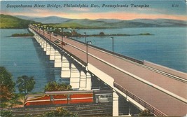 Linen Postcard PA L270 Sasquehanna River Bridge below Harrisburg Extension - $7.43