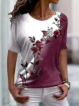 All-Season Chic Floral Colorblock Top Durable, Medium Stretch, Easy Care - $18.85