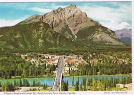 Alberta Postcard Village Of Banff &amp; Cascade Mountain Banff National Park - £2.28 GBP