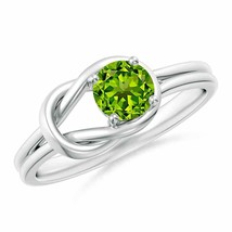 ANGARA 5mm Natural Peridot Solitaire Infinity Knot Ring in Sterling Silver - £154.03 GBP+