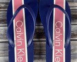 Women&#39;s Calvin Klein Pink Blue Sandal Flip Flops - Size 6 - Nice Condition! - $9.74