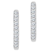 1/10CT Rund Natürlicher Diamant Reifen Huggies Ohrring 14k Weiß Gold Versilbert - $164.89