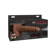 Pipedream Fetish Fantasy 7.5 in. Hollow Squirting Strap-On With Balls Tan/Black - £66.05 GBP