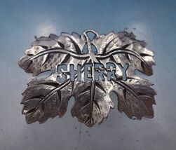 Sterling Silver Liquor Label &quot;Sherry&quot; Cast Leaf 2&quot; x 1 1/2&quot; (No Chain) #... - $88.11