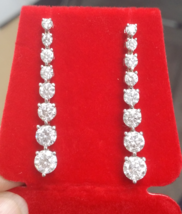 6Ct Round Cut VVS1/D Diamond Drop &amp; Dangle Earrings 14K White Gold Finish - £95.31 GBP