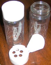 2 Plastic SPICE JARS Clear &amp; White 4 ounce oz Flip Top bpa free Storage Jar - $22.88