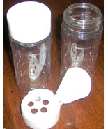 2 Plastic SPICE JARS Clear &amp; White 4 ounce oz Flip Top bpa free Storage Jar - £14.87 GBP