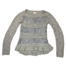 Sleeping on Snow Anthropologie Ruffled Nuvola Sweater Knit Wool Gray - S... - £21.25 GBP