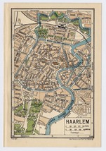 1933 Vintage City Map Of Haarlem / North Netherlands Holland - $26.01