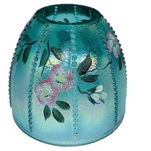 Fenton Hand Painted Signed Fairy Lamp Cover Iridescent Teal Aqua Green M... - $92.14 CAD