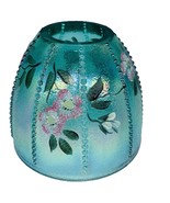 Fenton Hand Painted Signed Fairy Lamp Cover Iridescent Teal Aqua Green M... - $92.14 CAD