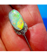Earth mined Australian Black Opal Deco Diamond Pin Gatsby era Antique Pl... - €10.253,30 EUR