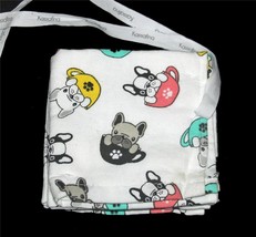 4 Kassafina Whimsical Boston Terrier French Bulldog in Paw Cup Wash Clot... - $15.99