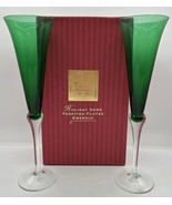 Lenox 1998 Champagne 11&quot; Holiday Gems Toasting Flutes Emerald Set of 2 U249 - £71.93 GBP