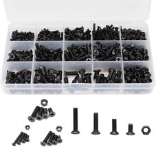 M3 M4 M5 Black Screws Hex Nuts Assortment Kit Carbon Steel, Cseao 570 Pc... - $38.94