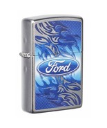 Zippo Lighter - Ford Logo with Blue Flames Street Chrome - 49307 - £20.32 GBP